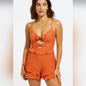 Orange Ruffled Jumpsuit